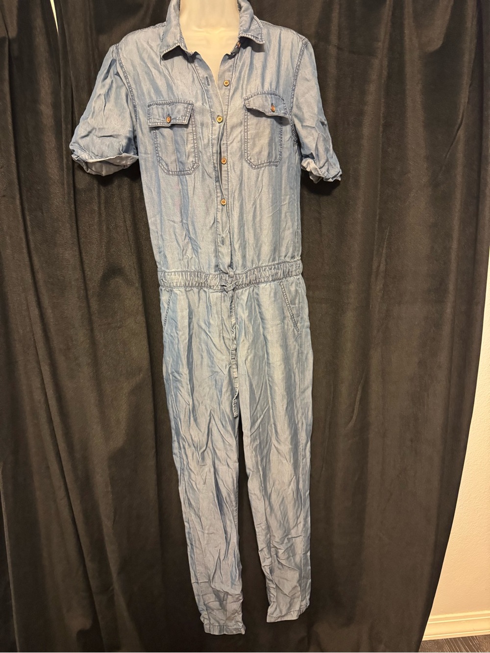 Forever 21 Light Blue Denim Utility Jumpsuit